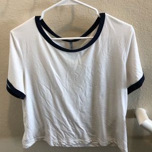 White and navy h&m top